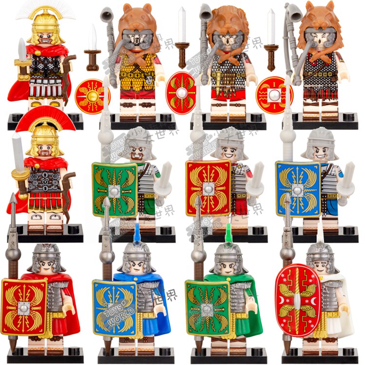 兼容乐高中古罗马军团士兵百夫长步兵号手拼装积木人仔玩具dy351