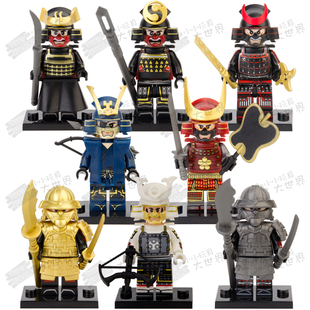 中古日本武士盔甲浪人铠甲WM6090第三方拼装积木人仔玩具