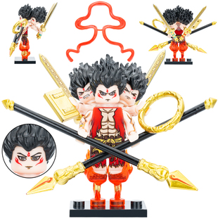 适用乐高哪吒三头六臂混天绫乾坤圈儿童益智拼装积木人仔玩具