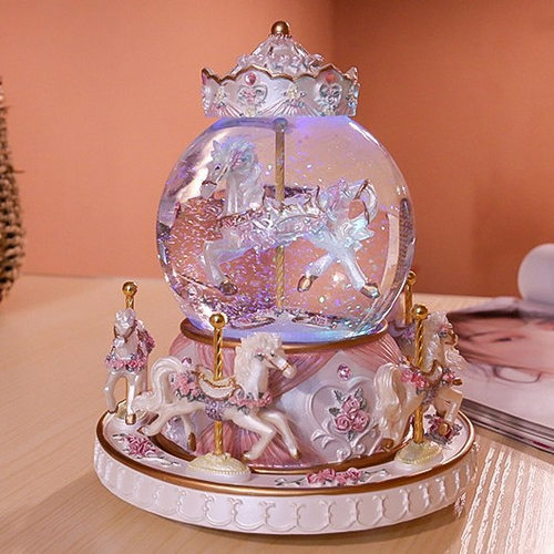 旋转木马水晶球音乐盒八音盒创意生日礼物女生送女孩儿童天空之城
