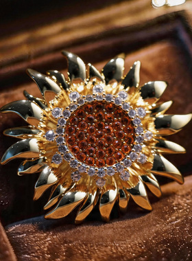 西凉妃子金色太阳花向日葵毕业季礼物一举夺魁成人礼考试加油胸针