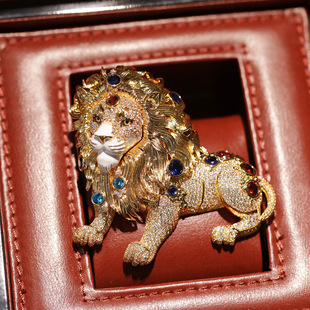 西凉妃子高端定制原创奢华重工大狮子胸针 男 女士大衣配饰品胸花