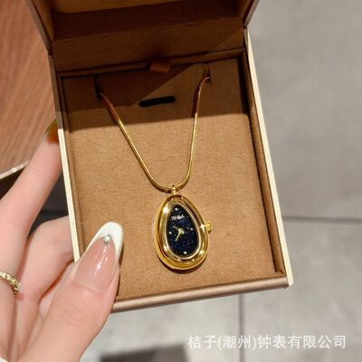 HAIDA女士手表星空面水滴形蛇骨链项链时尚简约高级感小众项链表