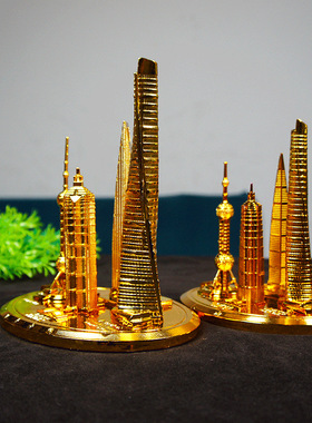 批发上海地标建筑模型东方明珠景区旅游纪念品金属工艺品家居摆件