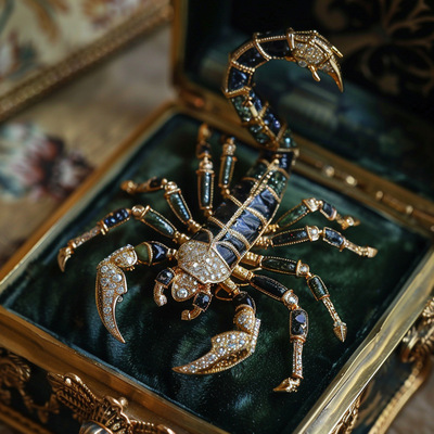 西凉妃子 轻奢欧美风蝎子胸针 精致低调配饰别针个性奢华蝎子胸针