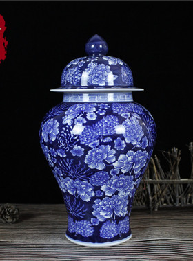 景德镇陶瓷器仿古手绘青花瓷花瓶插花器家居客厅装饰工艺品摆件