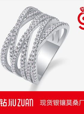 S925银戒子亚马逊莫桑石指环跨境电商欧美热销戒指轻奢高级感批发