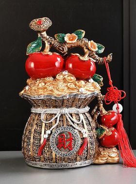 事事柿柿如意摆件红柿子发财钱袋客厅酒柜装饰品搬家开业乔迁礼品