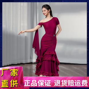 IAMYC摩登舞裙女成人斜肩仙女款上衣大摆花边半身裙B10137+B20098