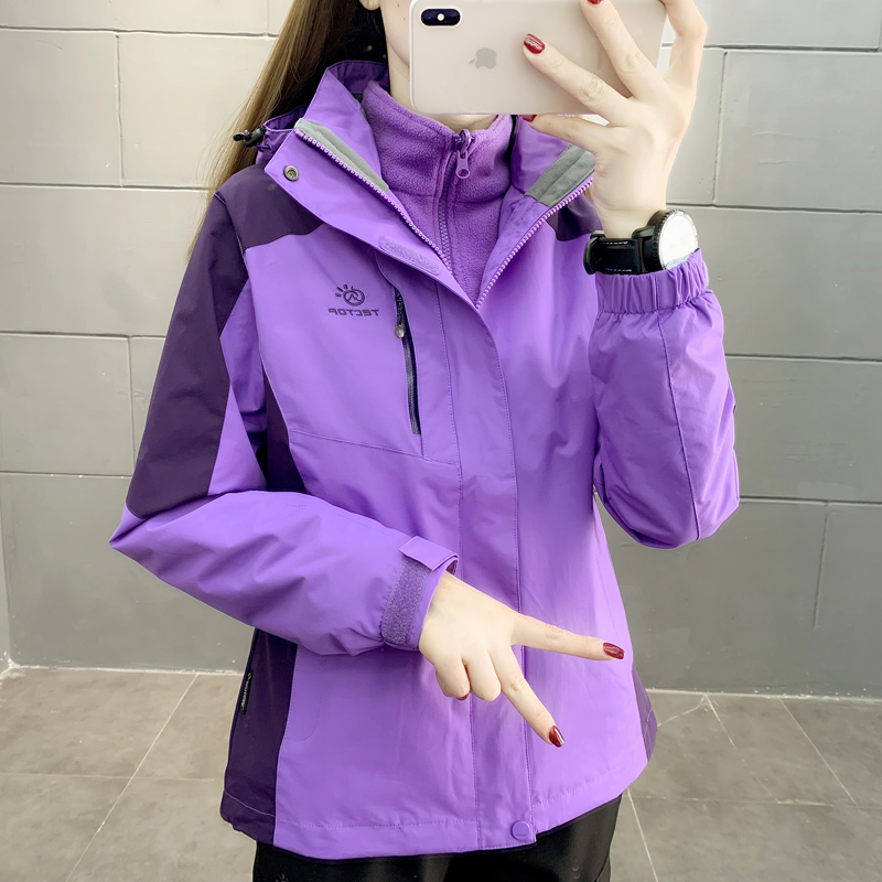 探拓三合一冲锋衣加绒加厚户外