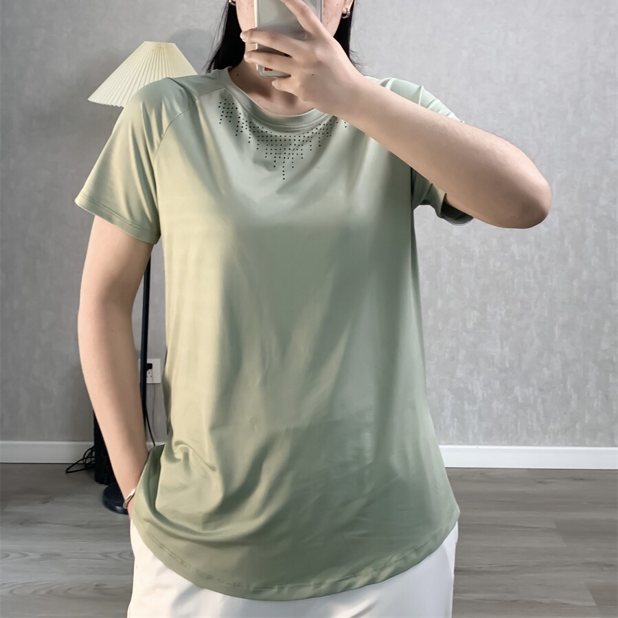 过臀立显瘦遮肉大码胖mm200斤透气速干瑜伽跑步健身短袖上衣T恤