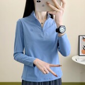 探拓75D冰凉回弹速干t恤女立领短袖 户外运动快干衣徒步运动登山服