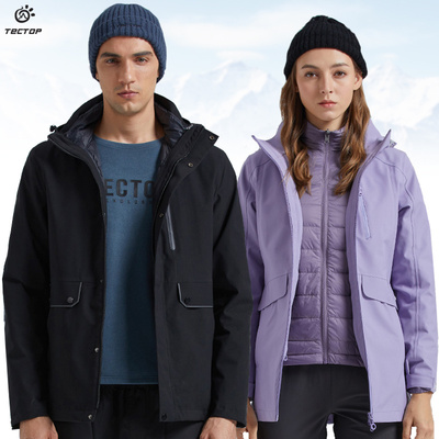 TECTOP探拓秋冬季户外羽绒内胆冲锋衣男女士防风防水保暖登山外套