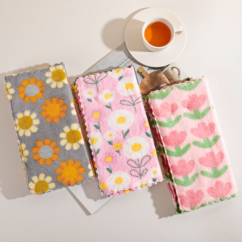高颜值不掉毛不沾油珊瑚绒抹布
