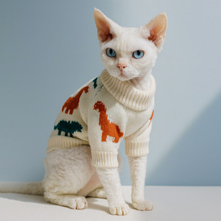 小狗猫咪衣服小型犬秋冬新款 多彩恐龙毛衣