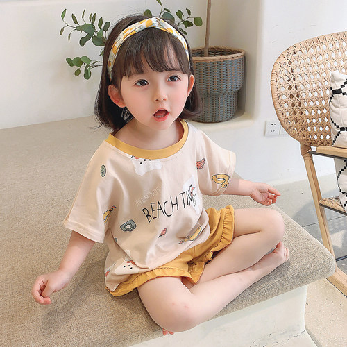 女童夏装2026新款童装小童宝宝睡衣套装纯棉薄款儿童家居服两件套 - 封面