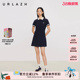 学院风藏青撞色翻领百褶连衣裙女 新款 商场同款 URLAZH有兰2025夏季