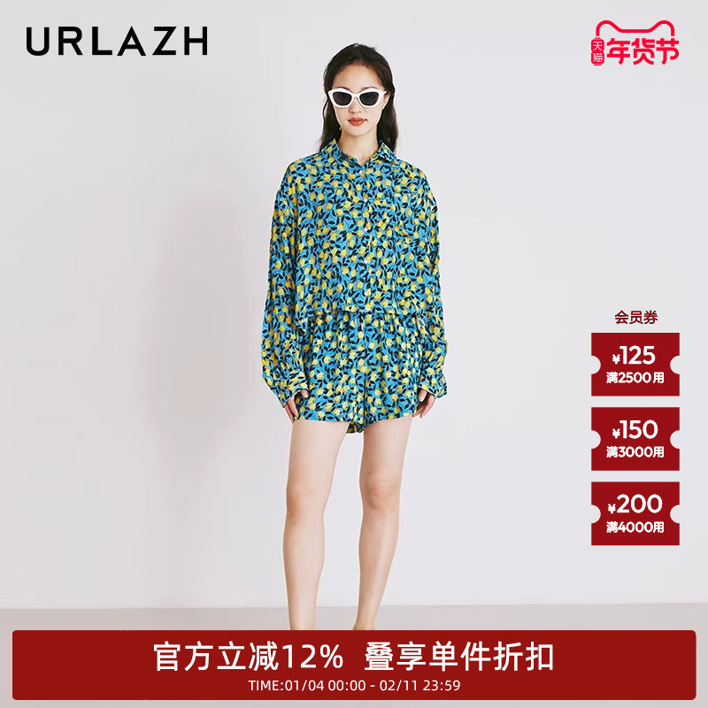 URLAZH有兰夏季新款复古时尚印花宽松轻薄海边度假风休闲短裤女,女装/女士精品,休闲裤,淘宝优惠券,粉丝福利购,淘宝优惠卷