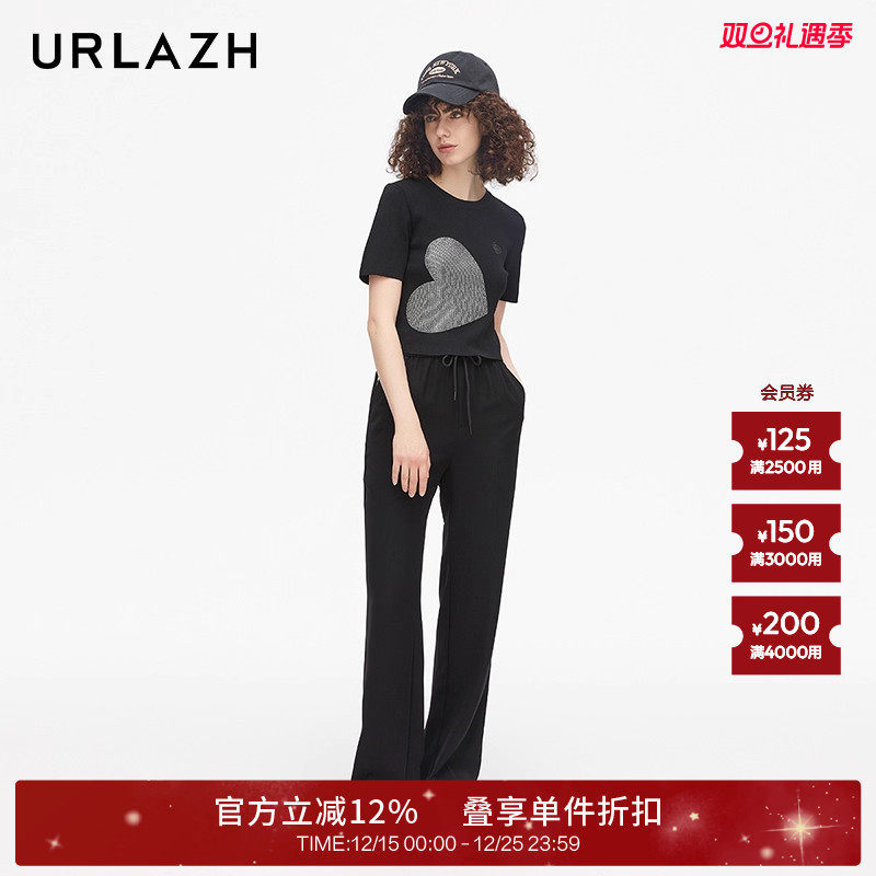 urlazh/有兰黑色休闲长裤