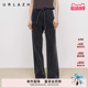 女 复古碳灰色直筒宽松系带牛仔裤 URLAZH有兰秋季 新款