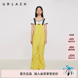 URLAZH有兰夏季 甜酷运动风芒果黄直筒户外工装 连体背带长裤 女 新款