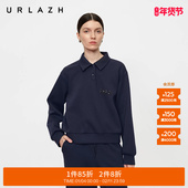 新款 商场同款 URLAZH有兰2025冬季 复古高智风休闲半开襟Polo领卫衣