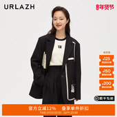 URLAZH有兰新款 黑色宽松休闲设计感解构西装 外套女JM3SU04