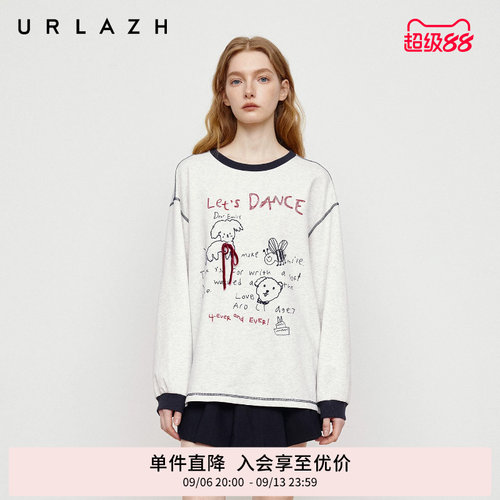 气质宽松圆领撞色蝴蝶结卫衣