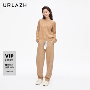 復(fù)古淺棕色簡(jiǎn)約寬松舒適運(yùn)動(dòng)休閑褲 URLAZH有蘭新款 女