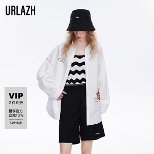 衬衫 URLAZH有兰春季 白色纯棉宽松洋气休闲长袖 新款 女 简约时尚