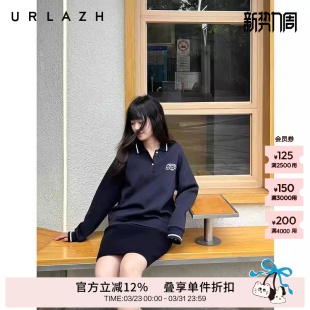 卫衣女 原田治联名系列复古藏青polo领休闲宽松长袖 URLAZH有兰