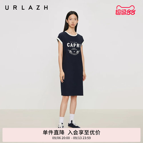 urlazh/有兰美式复古字母连衣裙
