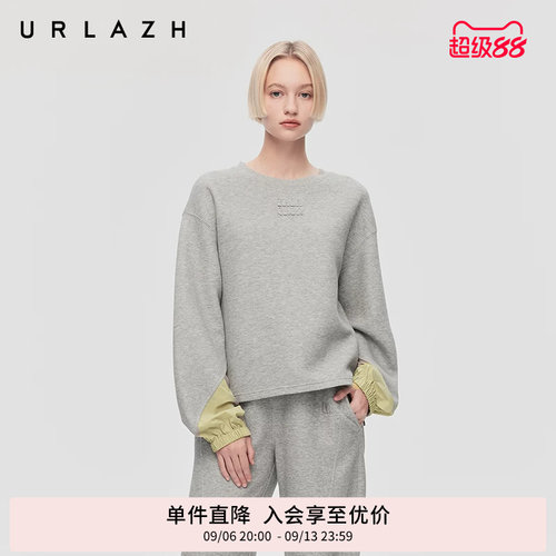 urlazh/有兰贴布绣花圆领卫衣