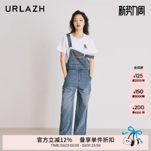 休闲宽松可爱减龄牛仔背带裤 复古洋气时尚 女 新款 URLAZH有兰夏季