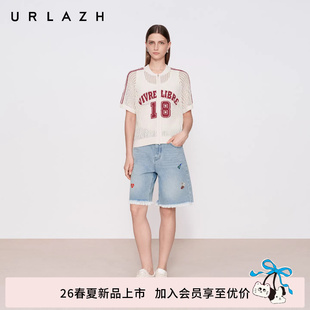 复古涂鸦印花毛边牛仔短裤 商场同款 URLAZH有兰2026夏季 新款 五分裤