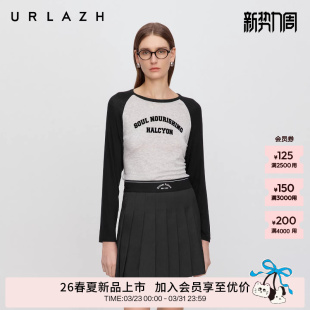美式 新款 复古圆领插肩袖 修身 T恤 商场同款 长袖 URLAZH有兰2026春季