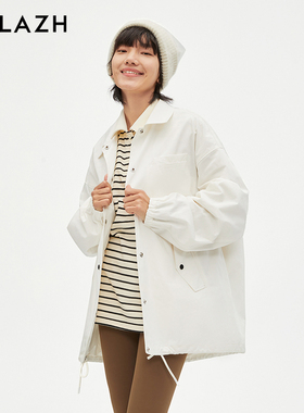 URLAZH有兰新款白色复古翻领休闲简约宽松外套女IM3JA15