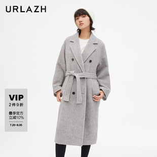 灰色气质羊毛长款 URLAZH有兰新款 大衣外套女IM3TC07