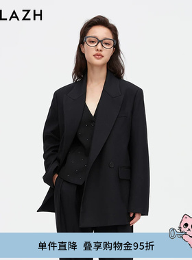 URLAZH有兰新款黑色休闲宽松刺绣西装外套女IM3SU06