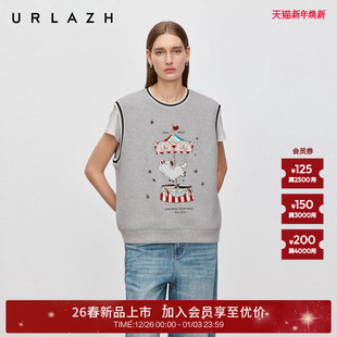 旋转木马复古无袖 新款 套头针织背心女 URLAZH有兰2026春季 商场同款