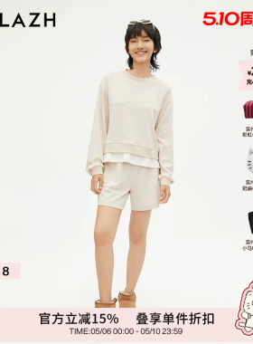 URLAZH有兰新款烫钻质感休闲宽松舒适直筒短裤女IM3PA22