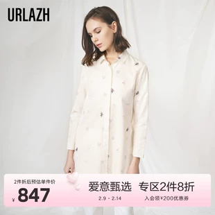 甜美可爱印花衬衫 URLAZH有兰夏季 新款 风休闲连衣裙
