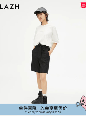 URLAZH有兰新款黑色直筒休闲宽松舒适西装短裤女EM3PA06