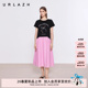 圆领撞色拼接A字泡泡粉连衣裙女 新款 商场同款 URLAZH有兰2026夏季