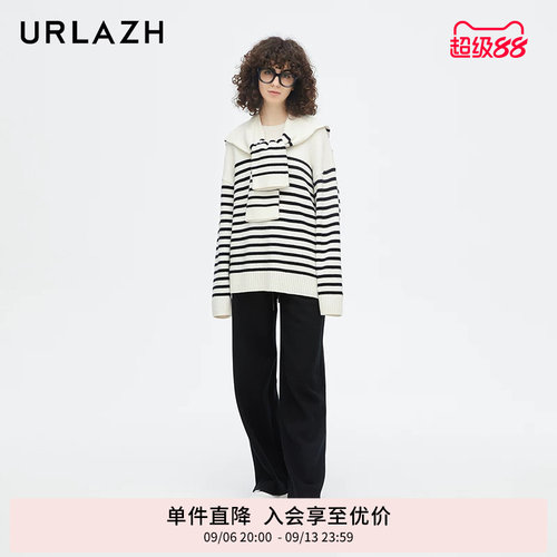 urlazh/有兰黑色阔腿休闲裤