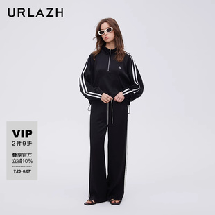 简约黑色宽松直筒复古休闲长裤 URLAZH有兰新款 女