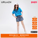 URLAZH有兰新款 女 破洞闪钻牛仔裙裤 复古时尚 做旧设计感短款