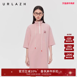 减龄粉红休闲百搭樱桃印花半袖 时尚 连衣裙 新款 URLAZH有兰秋季