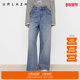 商场同款 女 水洗蓝拉绒宽松直筒烫钻牛仔裤 URLAZH有兰2025冬季 新款