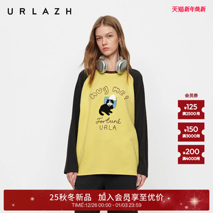 休闲宽松长袖 商场同款 学院风拼色插肩袖 新款 URLAZH有兰2025冬季